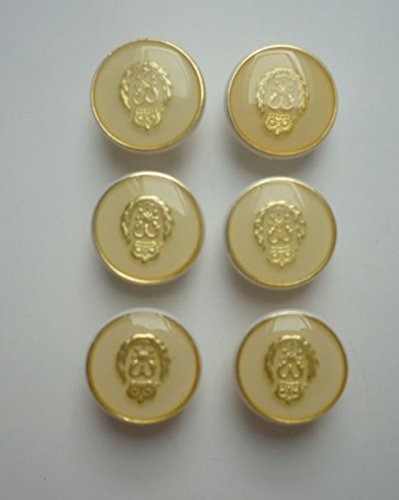 Nähstübl Knöpfe 6 Ösenknöpfe 15 mm durchsichtig mit Wappen und Goldrand von Nähstübl