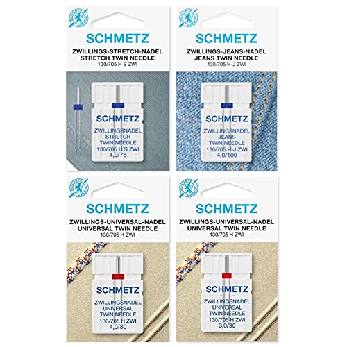 Nähwelt Flach Nadelsortiment Stretch Twin/Jeans Twin/Universal Twin/System 130/705H/4 Nadeln Nähwelt Flach Nadelsortiment Stretch Twin/Jeans Twin/Universal Twin/System 130/705H/4 Nadeln von Nähwelt Flach