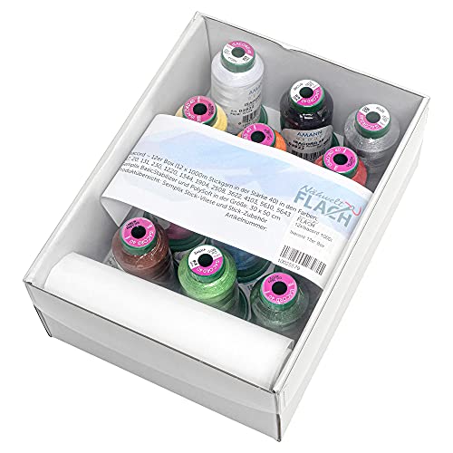 Stickgarnbox gefüllt mit 12 Konen Amann Isacord je 1000 m Stickgarnbox gefüllt mit 12 Konen Amann Isacord je 1000 m von Nähwelt Flach