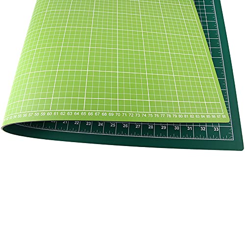 Schneidematte A1 7-lagig mit cm und inch Skala zum Nähen, Basteln und Quilten 90 x 60 cm (grün/grasgrün) von Nähwelt Flach