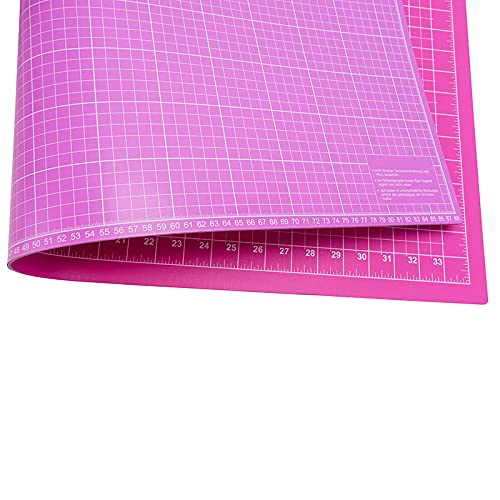 Schneidematte A1 7-lagig mit cm und inch Skala zum Nähen, Basteln und Quilten 90 x 60 cm (pink/flieder) von Nähwelt Flach