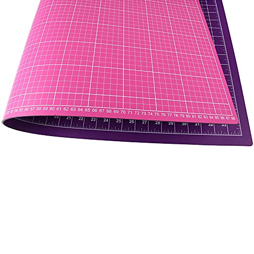 Schneidematte A1 7-lagig mit cm und inch Skala zum Nähen, Basteln und Quilten 90 x 60 cm (pink/lila) von Nähwelt Flach
