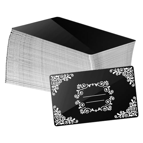 Naemriee 100 Stück gravierbare Visitenkartenrohlinge, glänzendes schwarzes Aluminiumblatt für selbstgemachte Metallkarten von Naemriee