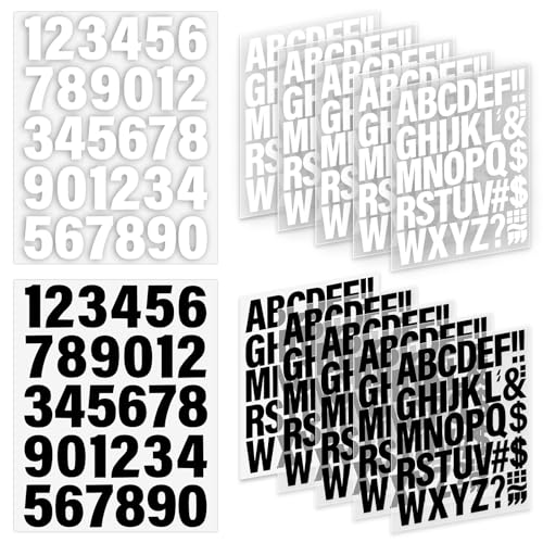 Nafafosa 12 Blätter Buchstaben Zum Aufbügeln 500 Stück Bügelbuchstaben für Textilien 2 Zoll Zahlen Zum Aufbügeln 0-9 mit A-Z Alphabete Bügelbuchstaben für Kleidung T Shirt Druck DIY (Schwarz & Weiß) von Nafafosa