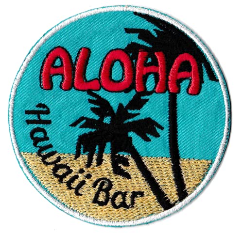 Aufnäher Aloha Hawaii Bar Patch bestickt rund zum Aufbügeln von NagaPatches