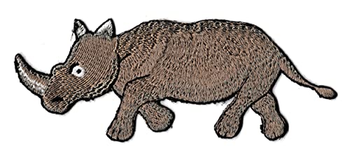 Aufnäher zum Aufbügeln, Motiv: Nashorn, bestickt von NagaPatches