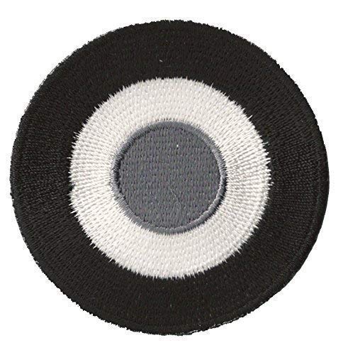 NagaPatches Patch Kokarde Schwarz und Weiß Bestickt Patch Zum Bügeln Zielscheibe Rund von NagaPatches