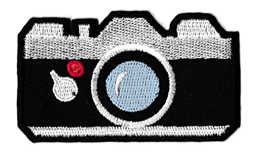 Patch, zum Aufbügeln, Motiv: Kamera, silberfarben, bestickt von NagaPatches