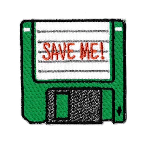 Patch zum Aufbügeln, Motiv Floppy Disk Save Me von NagaPatches