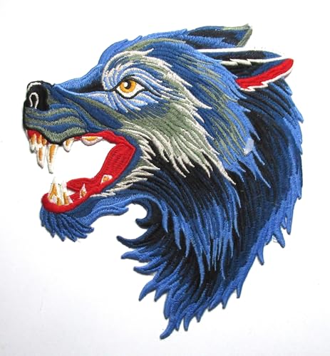 Rückenaufnäher Wolf blau zum Aufbügeln von NagaPatches
