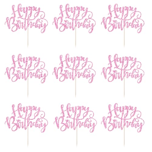 Naicaek Cupcake-Topper "Happy Birthday", glitzernde Cupcake-Aufsätze, zum Feiern von Happy Birthday, Jahrestag, Mottoparty, Dekoration, Zubehör, Rosa, 24 Stück Naicaek Cupcake-Topper "Happy Birthday", glitzernde Cupcake-Aufsätze, zum Feiern von Happy Birthday, Jahrestag, Mottoparty, Dekoration, Zubehör, Rosa, 24 Stück von Naicaek