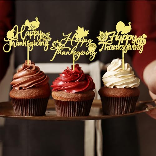 Naicaek Cupcake-Topper aus Acryl, "Happy Thanksgiving", Ahornblatt, Kürbis, Truthahn-Dekorationen für Geburtstagsparty, glückliche Freunde, Erntedankfest, Party, Herbst, Ernte, Dekoration, 12 Stück Naicaek Cupcake-Topper aus Acryl, "Happy Thanksgiving", Ahornblatt, Kürbis, Truthahn-Dekorationen für Geburtstagsparty, glückliche Freunde, Erntedankfest, Party, Herbst, Ernte, Dekoration, 12 Stück von Naicaek