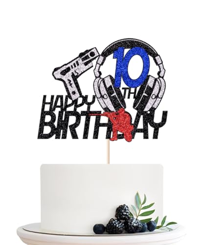 Naicaek Pistolen-Kuchenaufsatz für Jungen und Mädchen, Happy 10th Birthday, Dart-Bullet-Krieg, Motto-Party-Dekorationen, Pistolenschießen-Themen-Enthusiasten, Geburtstagsparty-Zubehör für Jubel bis 10 Naicaek Pistolen-Kuchenaufsatz für Jungen und Mädchen, Happy 10th Birthday, Dart-Bullet-Krieg, Motto-Party-Dekorationen, Pistolenschießen-Themen-Enthusiasten, Geburtstagsparty-Zubehör für Jubel bis 10 von Naicaek