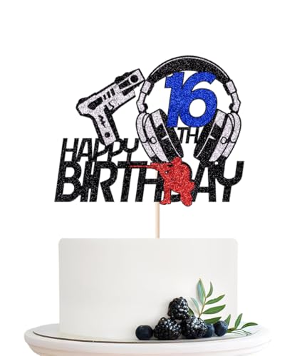 Naicaek Pistolen-Kuchenaufsatz für Jungen und Mädchen, Happy 16th Birthday, Dart-Bullet-Krieg, Motto-Party-Dekorationen, Pistolenschießen-Themen-Enthusiasten, Geburtstagsparty-Zubehör für Jubel bis 16 Naicaek Pistolen-Kuchenaufsatz für Jungen und Mädchen, Happy 16th Birthday, Dart-Bullet-Krieg, Motto-Party-Dekorationen, Pistolenschießen-Themen-Enthusiasten, Geburtstagsparty-Zubehör für Jubel bis 16 von Naicaek