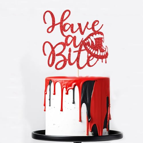 Naicaek Tortenaufsatz mit Aufschrift "Have a Bite", Halloween-Vampir-Thema, Jungen, Mädchen, Mann, Frau, Happy Birthday, Party-Dekor-Zubehör Naicaek Tortenaufsatz mit Aufschrift "Have a Bite", Halloween-Vampir-Thema, Jungen, Mädchen, Mann, Frau, Happy Birthday, Party-Dekor-Zubehör von Naicaek