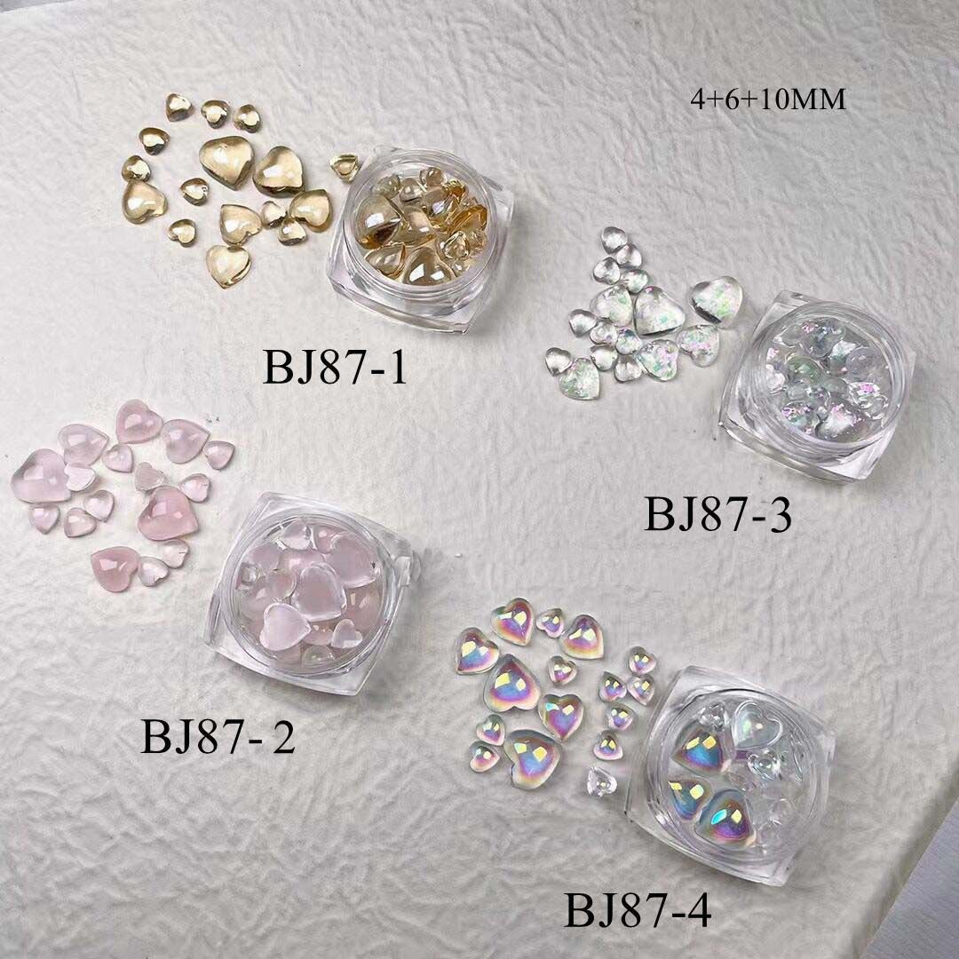 1Jar Nail Art 3-Size Kristall Herz Resin Dekoration Flach-Rücken Deko Bj87 von NailAngel2019