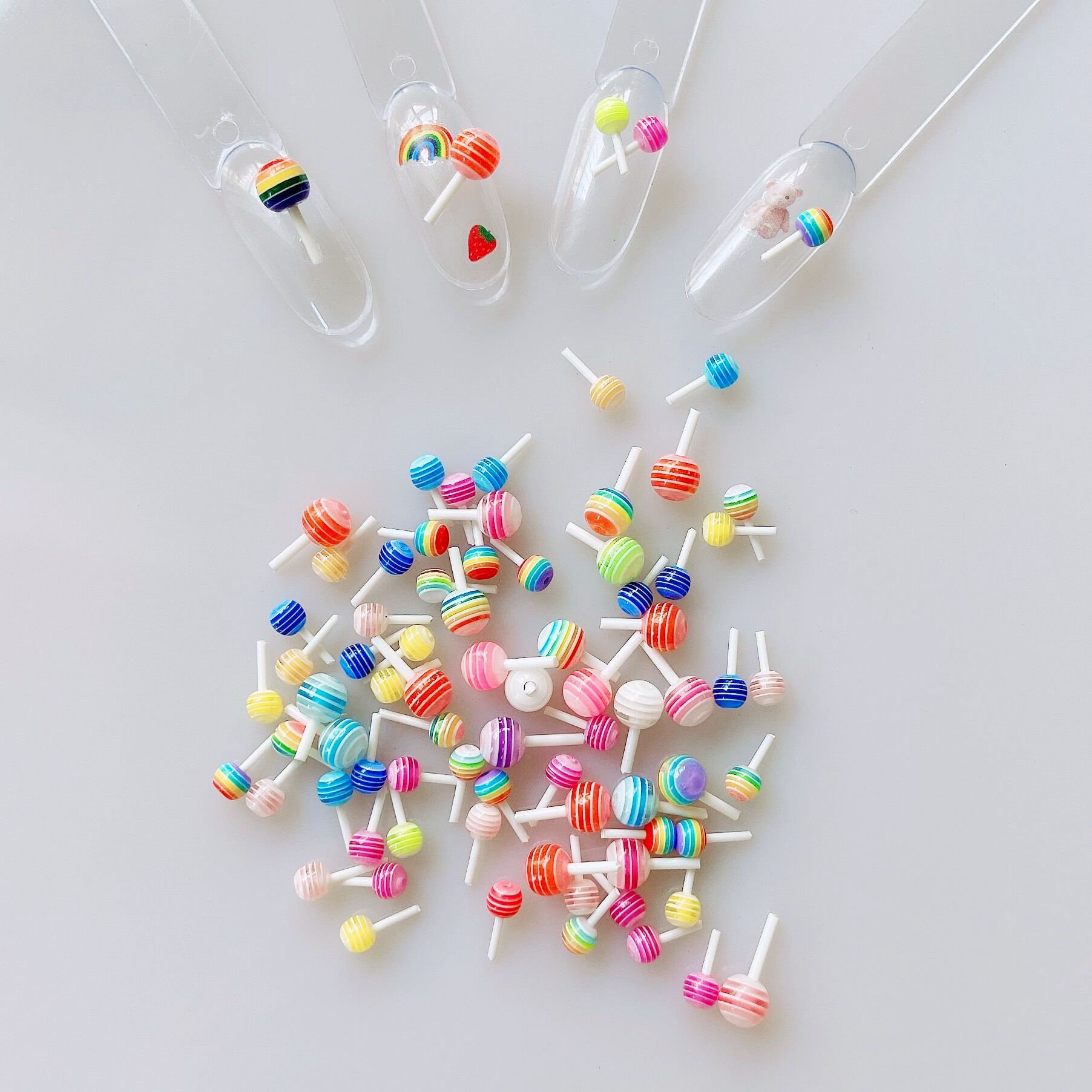 30 Stück/Tasche Cartoon Nail Art Lollypop Candy Deco Resin Zufällig Gemischt Farben Deko Dekoration Nagel Diy 4mm/6mm Rc244 von NailAngel2019