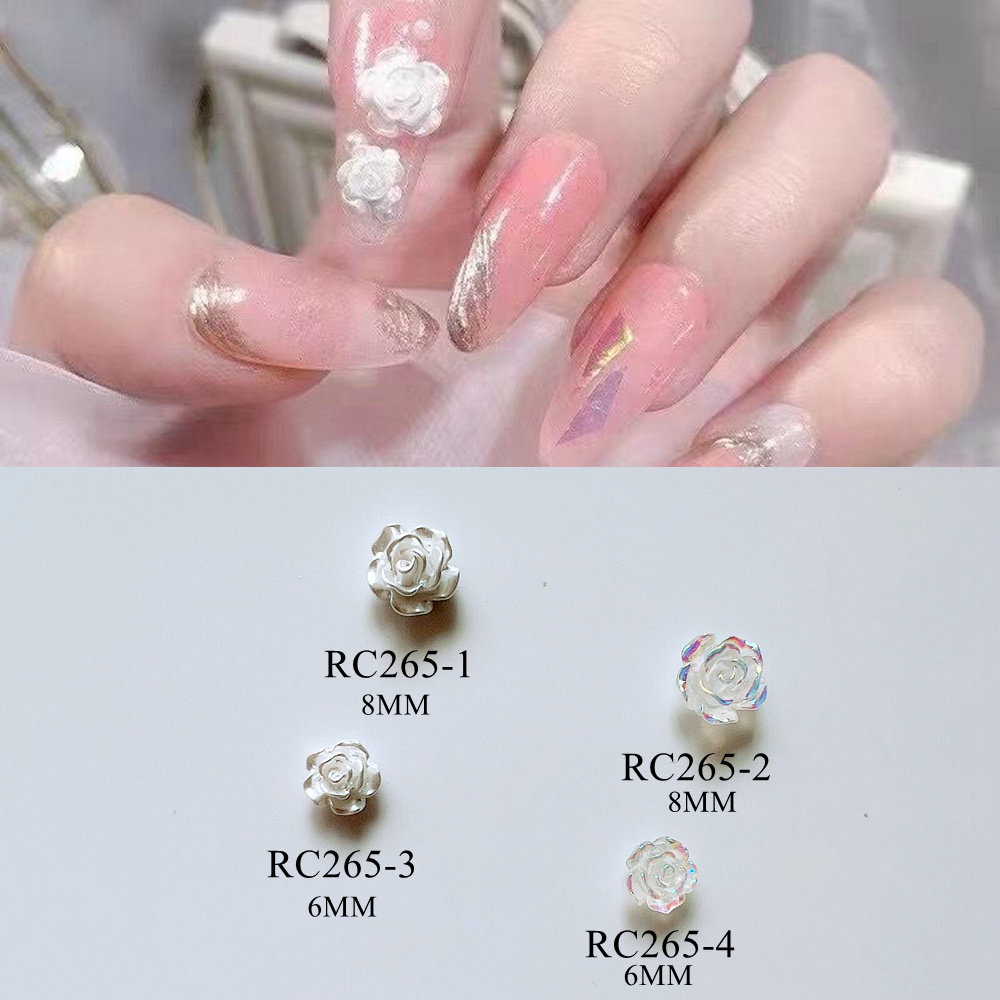30 Stück/Tasche Resin Weiß Kristall Ab Rose Blume Nail Art Dekoration Diy Accessoire Rc265 von NailAngel2019