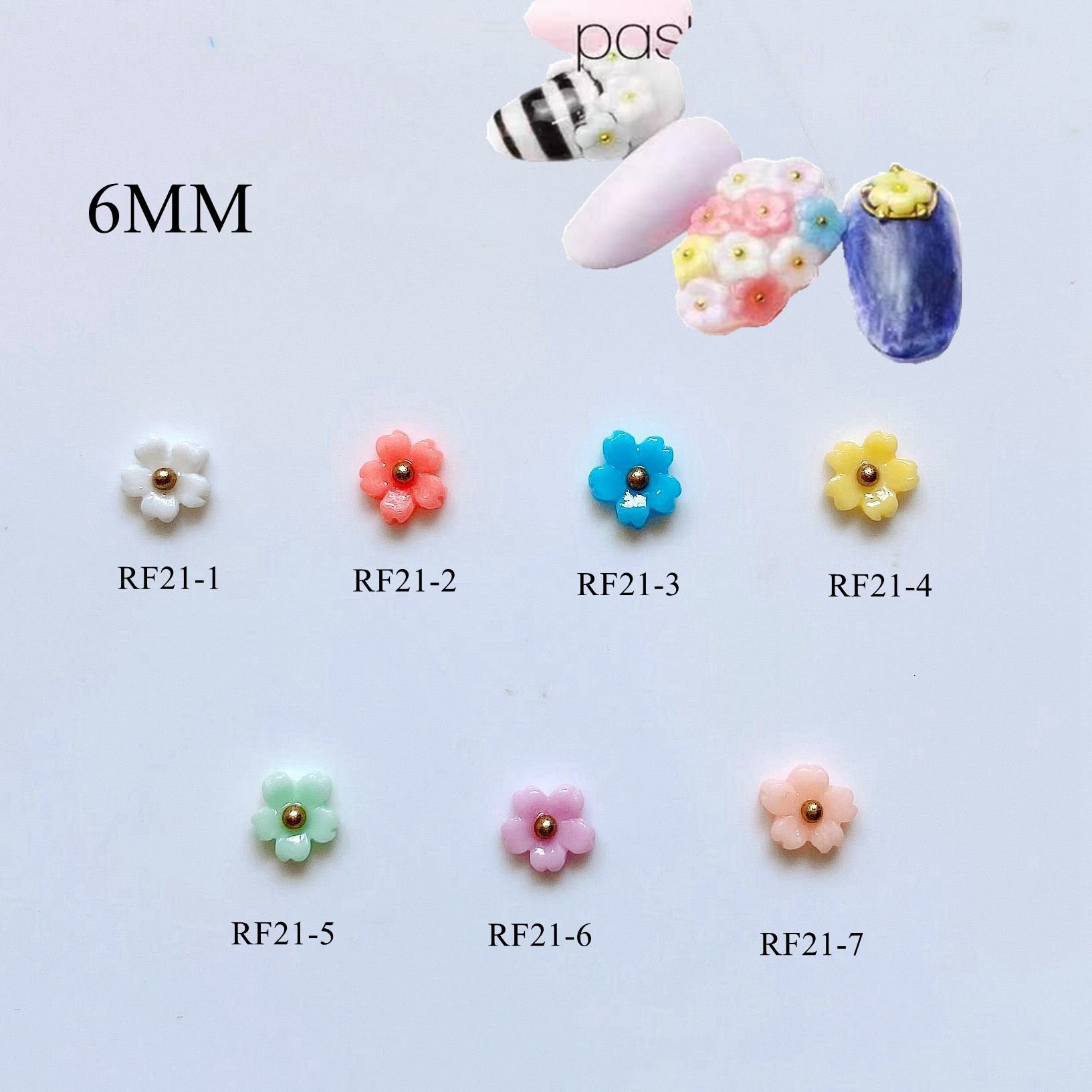 30Pcs Süße Nagel Kunst Harz Blume Form Dekoration Diy Nail Art Versorgung Rf21 von NailAngel2019