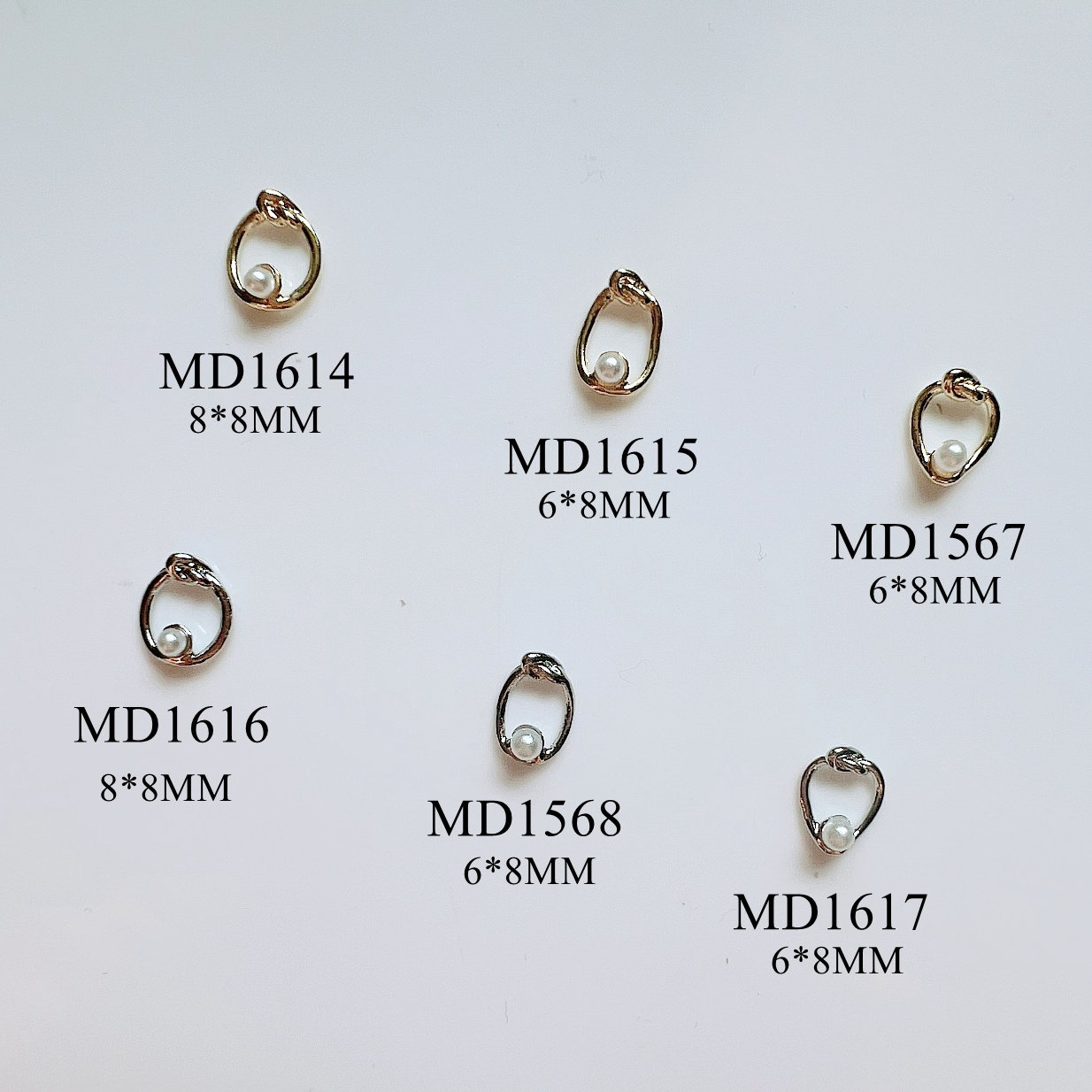 5 Stück Metall 3D Charms Dekoration Kreis Oval Herz Mit Perlen Formen Nail Art Md1614-1617 von NailAngel2019