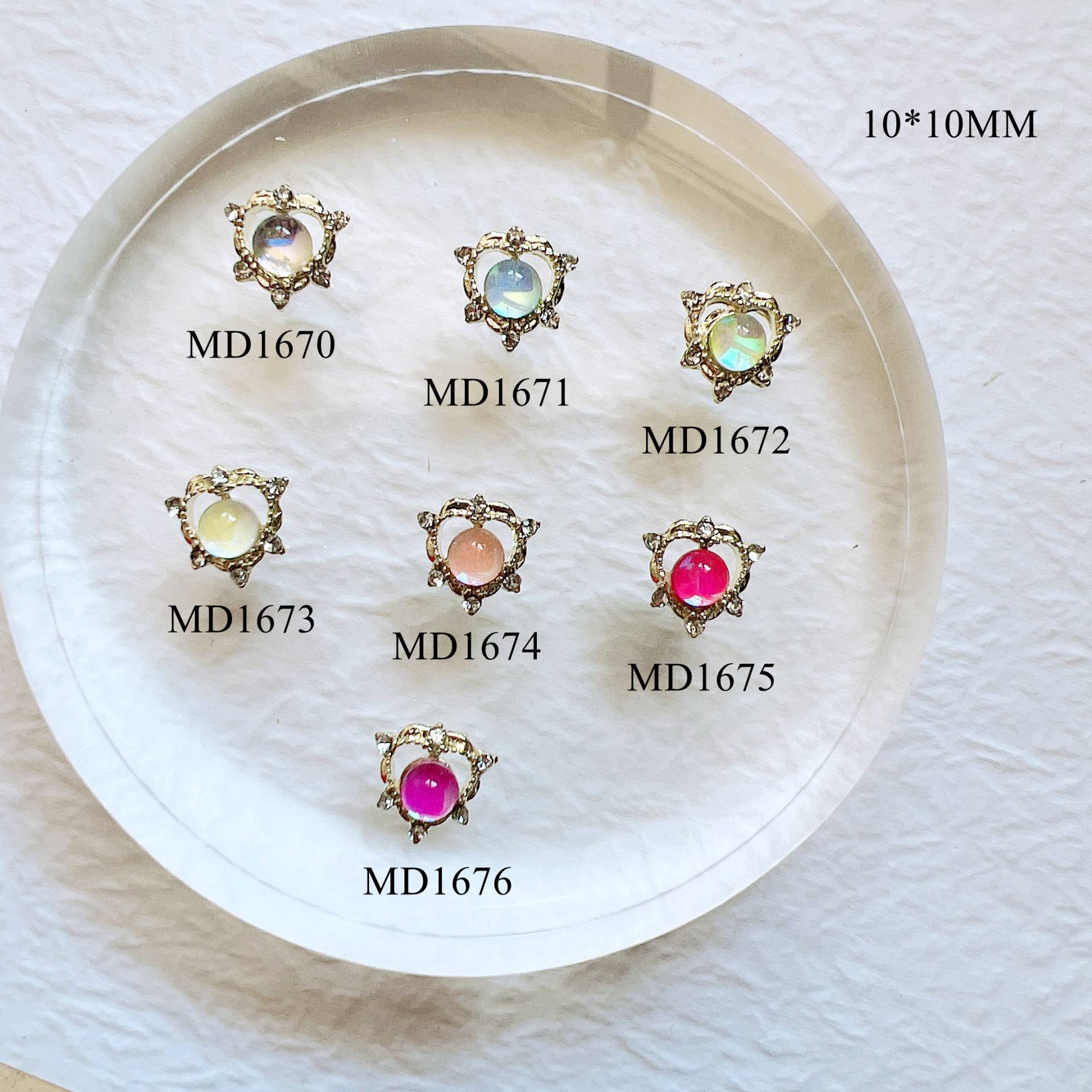 5 Stück Metall 3D Charms Dekoration Verschiedene Aurora Farbe Stein Herz Formen Nagelkunst Md1670-1676 von NailAngel2019