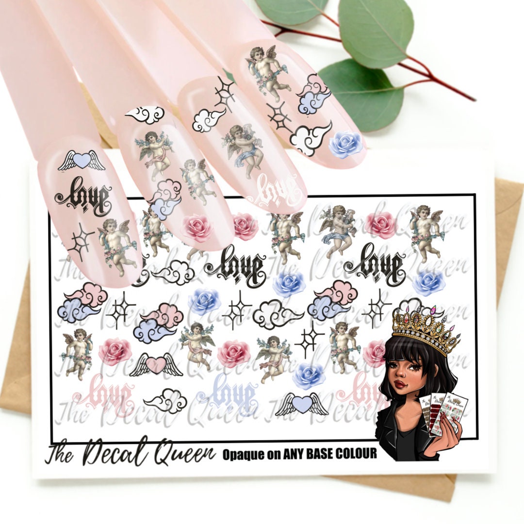 Cherub Ästhetik Blatt - Valentine Nail Art Sticker von NailDecalStore