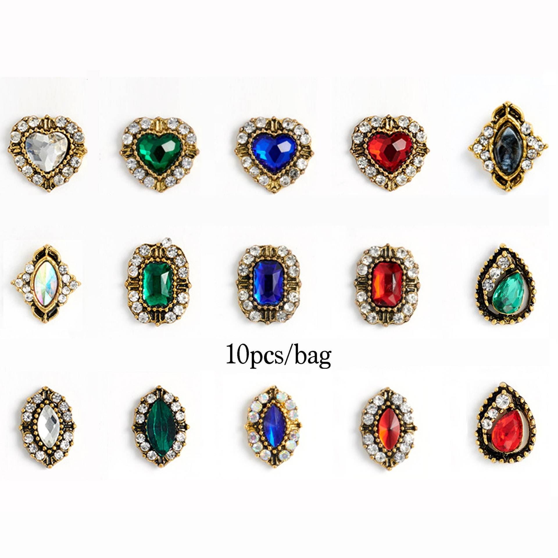 10 Stück Vintage Gem Nagel Charms 10 Stück Vintage Gem Nagel Charms von NailQueenNYC