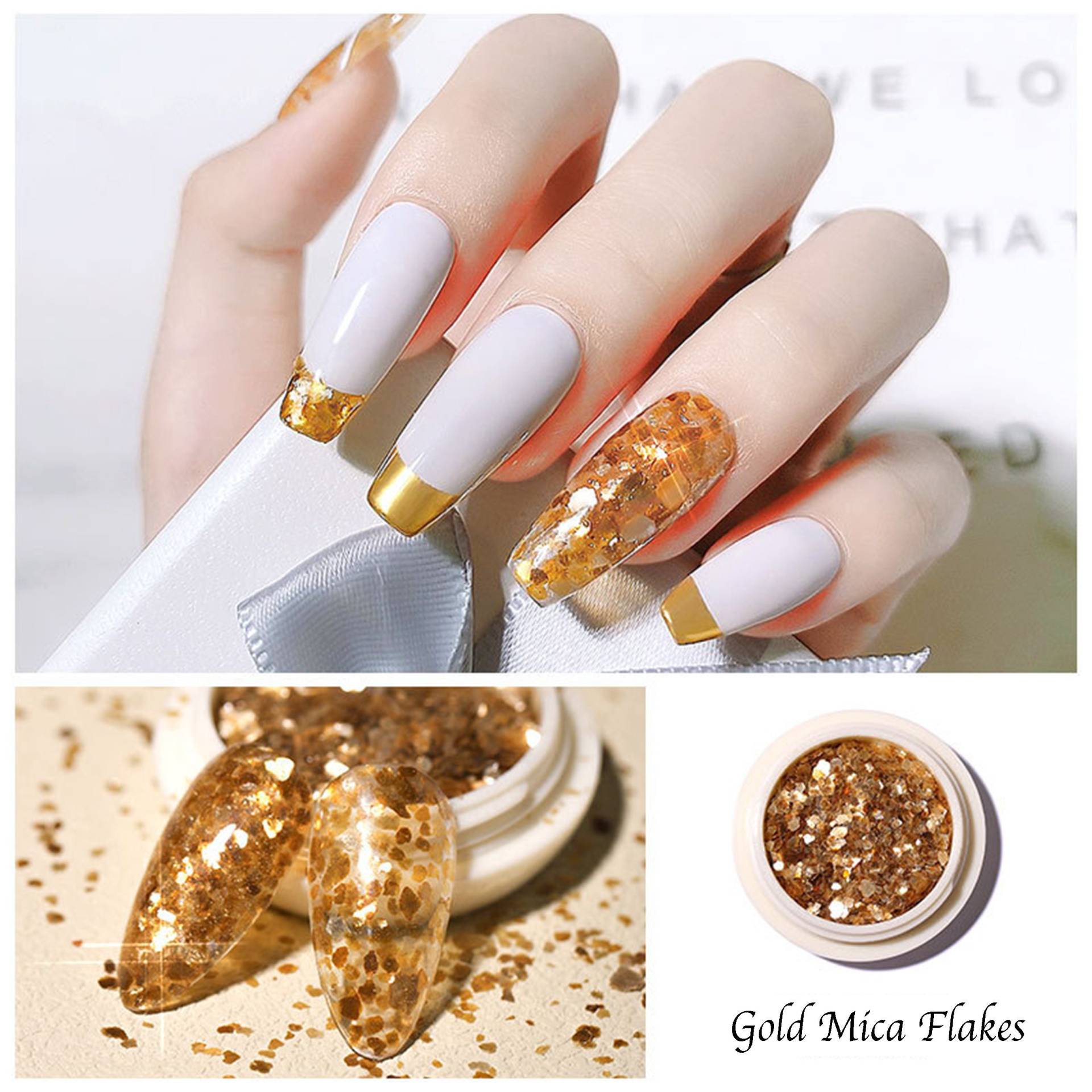 2 Farben Gold/Schwarz Glimmerflocken Glitzer Für Nail Art Dekoration Acrylnägel Press On Luxus Nageldesign 2 Farben Gold/Schwarz Glimmerflocken Glitzer Für Nail Art Dekoration Acrylnägel Press On Luxus Nageldesign von NailQueenNYC