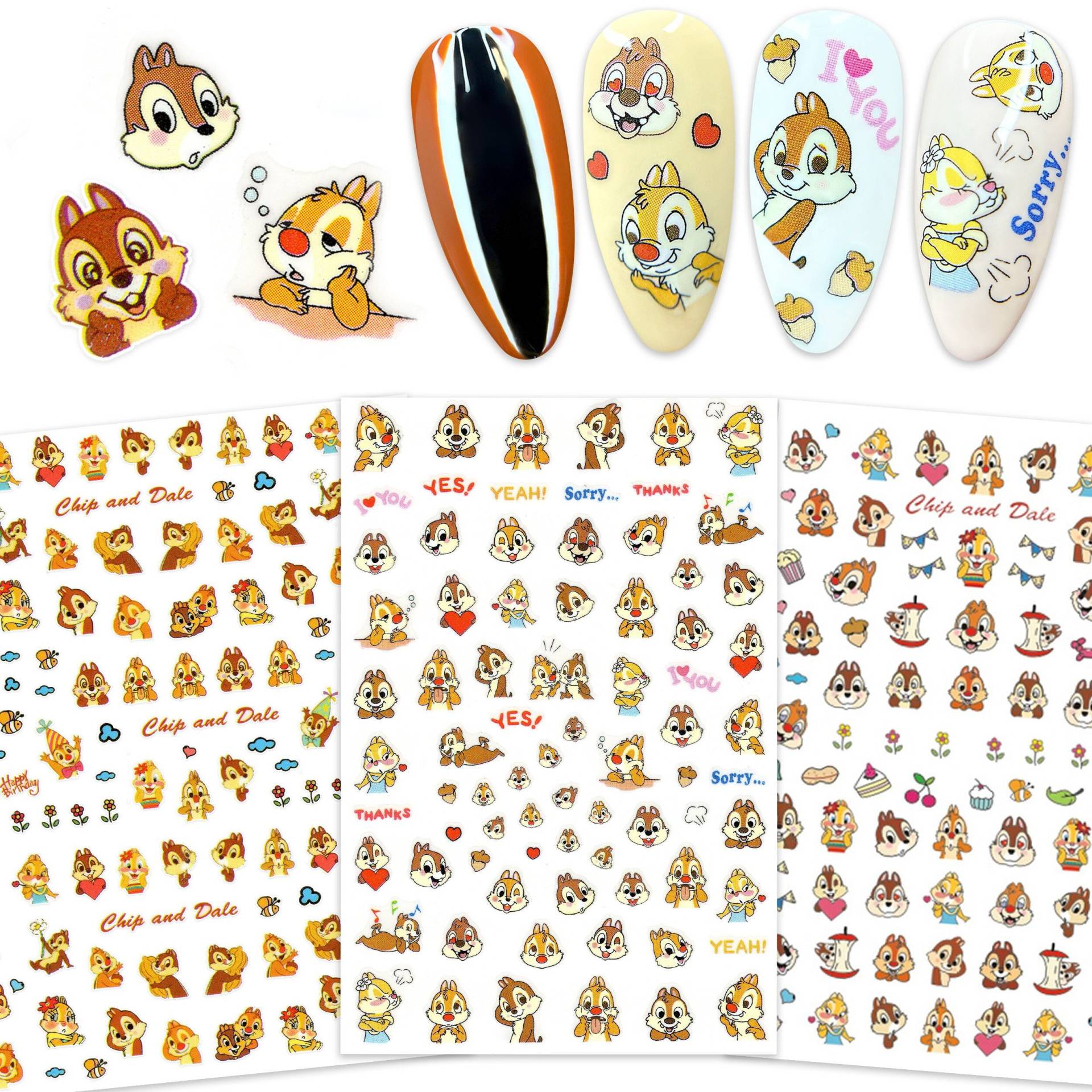 3 Bögen Schöne Eichhörnchen Nail Art Sticker | Niedliche Cartoon Nagel Abziehbilder Selbstklebende Nagelsticker 3 Bögen Schöne Eichhörnchen Nail Art Sticker | Niedliche Cartoon Nagel Abziehbilder Selbstklebende Nagelsticker von NailQueenNYC