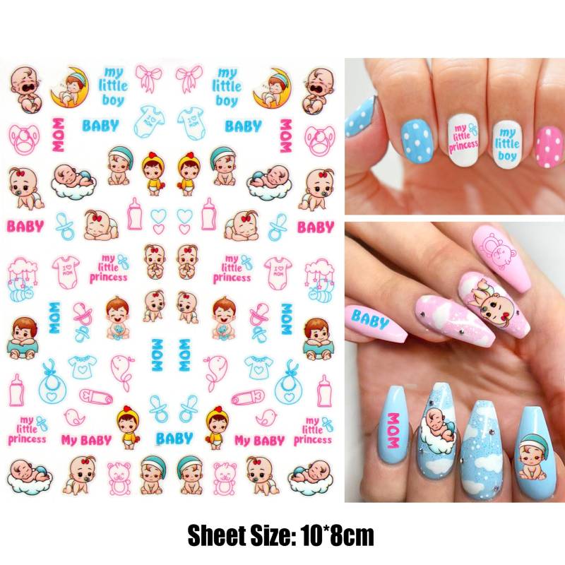 Gender Reveal Party Nail Art Sticker | Selbstklebende Nagel Aufkleber Baby Shower Nägel My Little Boy/Princess Pink & Blue Nails von NailQueenNYC