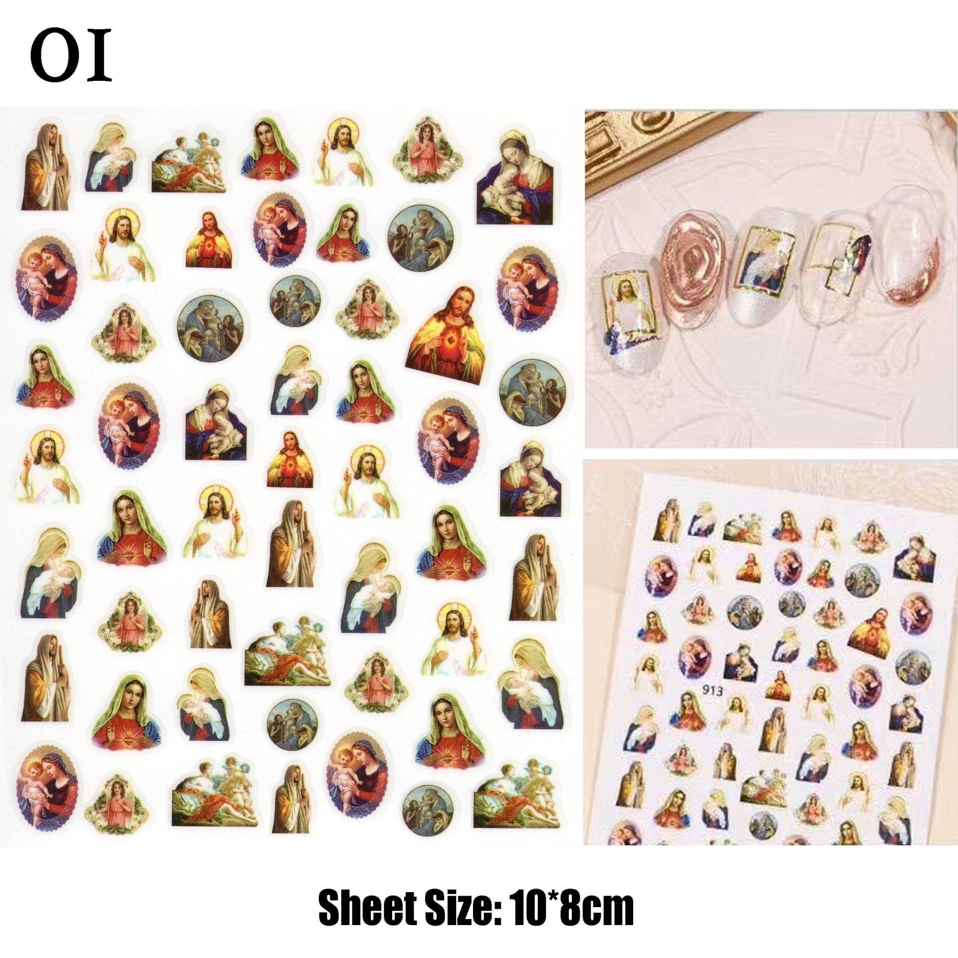 Jesus & Maria Christliche Religion Nail Art Decals Sticker | Selbstklebende Hochwertige Ultradünne Nagelabziehbilder Für Diy Press On von NailQueenNYC