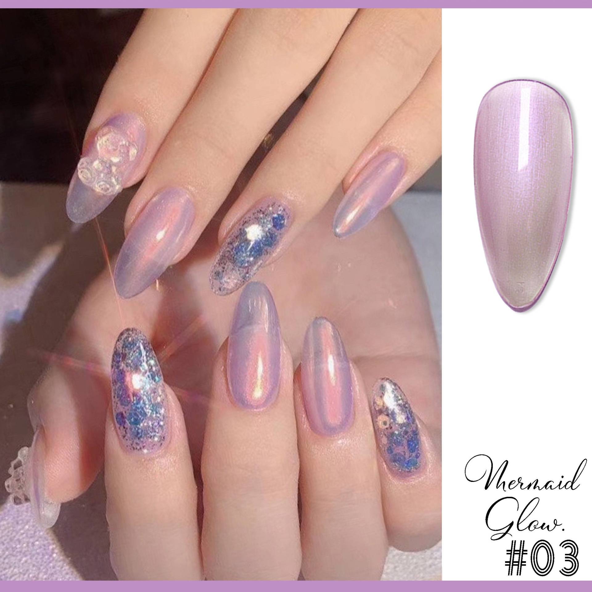 Mauve Pink Purple Mit Pearl/Aurora Schimmer | Lila Lavendel Orchidee Holographic Mermaid Glow Uv/Led Gel Nagellack 8Ml -Farbton #03 von NailQueenNYC