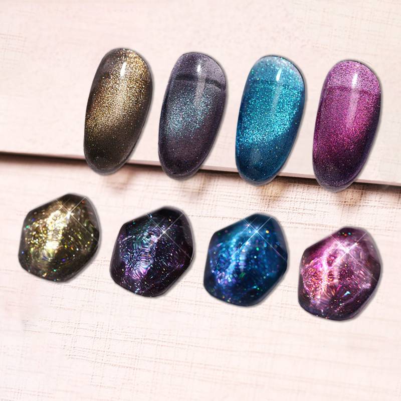 Meteor Rain Dark Cat Eye Set Gel Nagellack 8Ml 4 Farben | Soak Off Uv/Led-Gelpoliermittel Galaxy Katzenauge Maniküre Magnetstift Erforderlich von NailQueenNYC