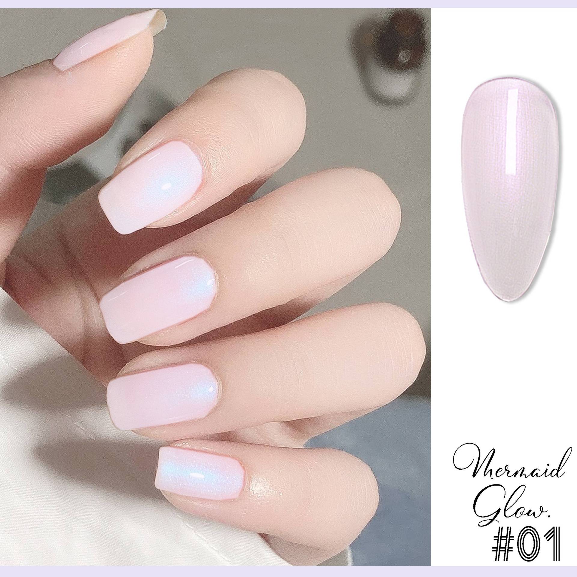 Perlen-Weiß Mit Lila-Rosa Einhorn-Schimmer Schillernder Opal Eisweiß | Mermaid Glow Uv/Led Gel-Nagellack 8Ml -Shade #01 von NailQueenNYC