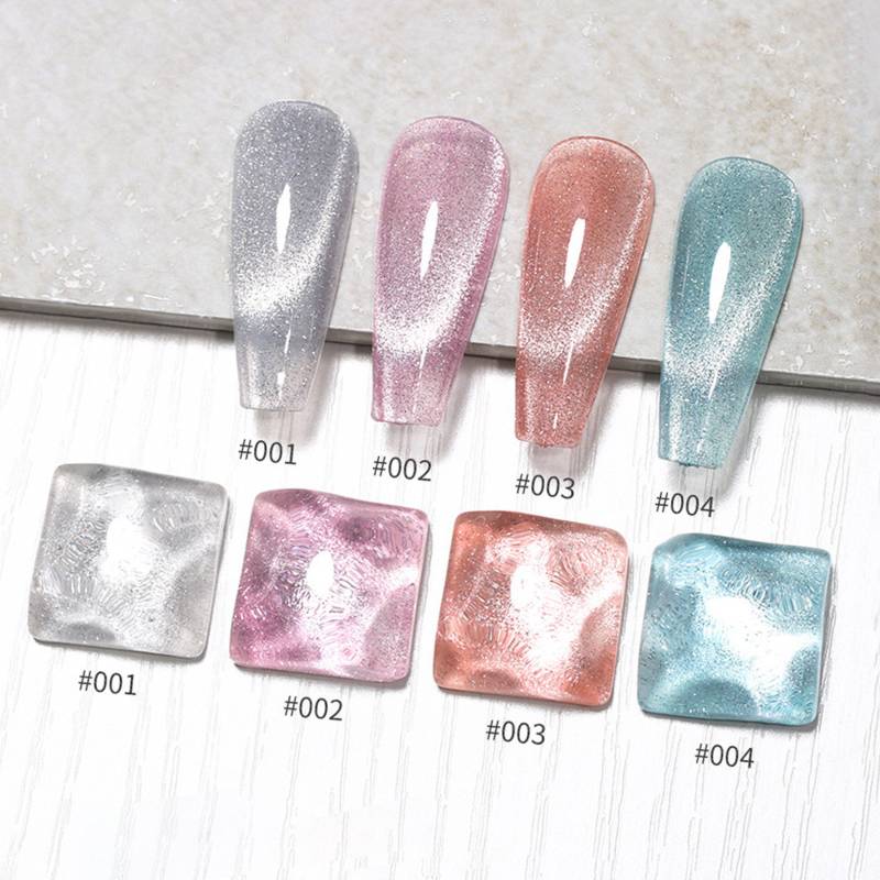 Pool Party Crushed Diamonds Katzenauge Set Gel Nagellack 8Ml 4 Farben | Blue Peach Silber Soak-Off Gel-Nagellack Magnetstift Erforderlich von NailQueenNYC