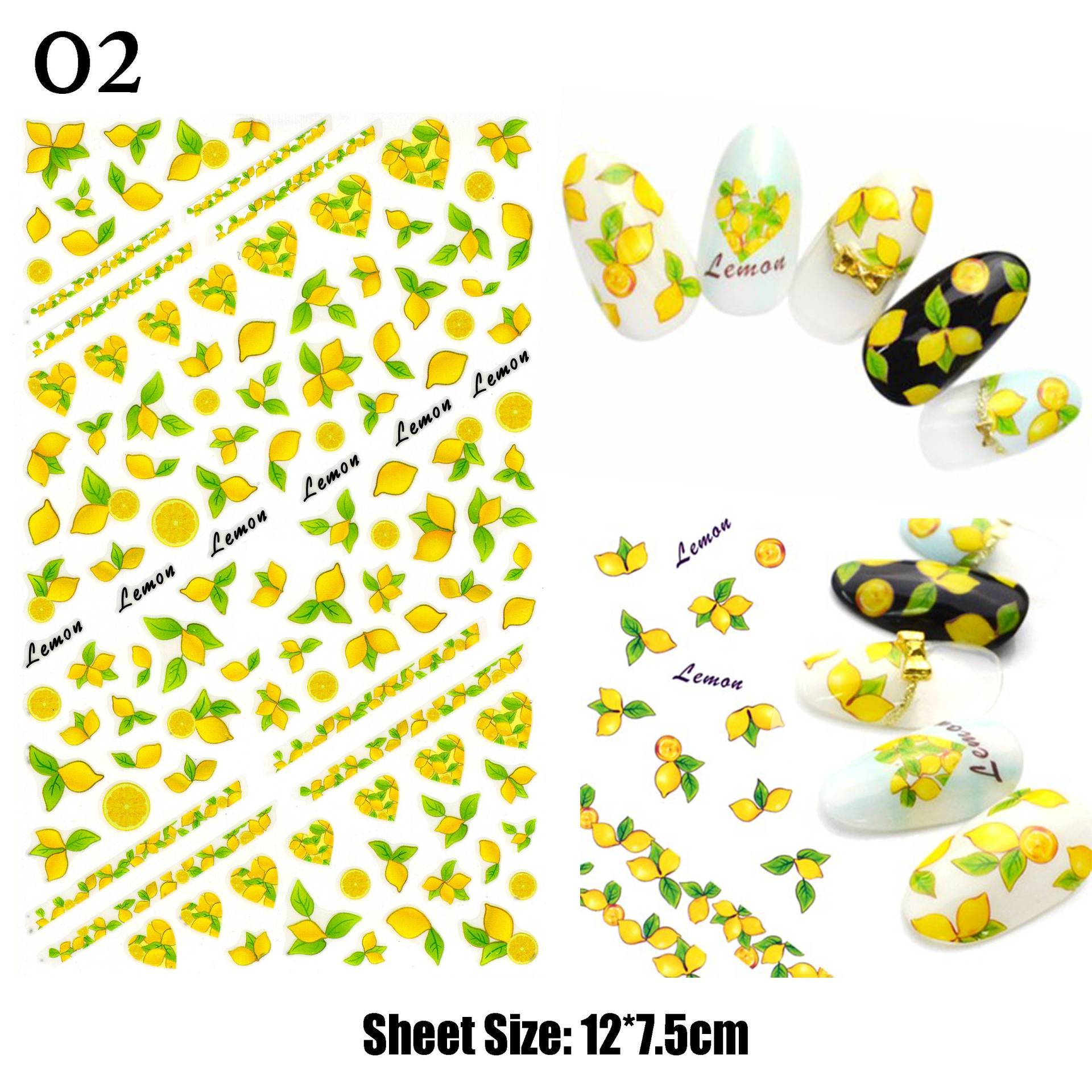 Santorini Lemon Tree Nail Art Sticker | Sommer Zitrusfrucht Tropical Squeeze Selbstklebende 3D Nagel Abziehbilder/Nagel Wraps Hohe Qualität von NailQueenNYC
