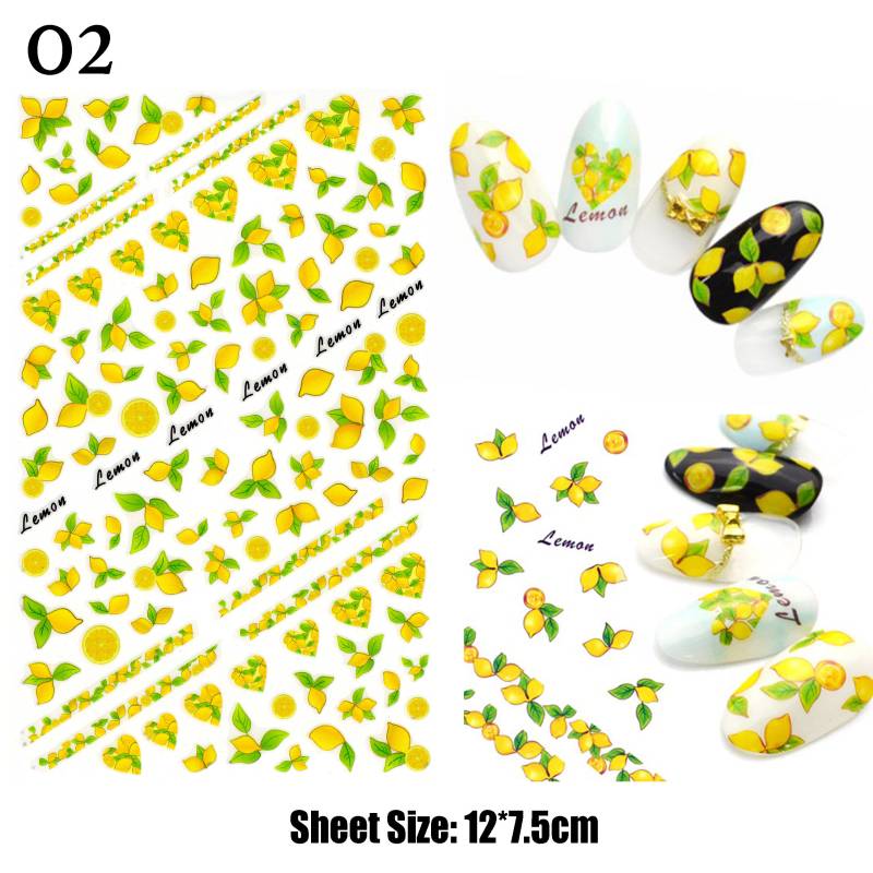 Santorini Lemon Tree Nail Art Sticker | Sommer Zitrusfrucht Tropical Squeeze Selbstklebende 3D Nagel Abziehbilder/Nagel Wraps Hohe Qualität von NailQueenNYC