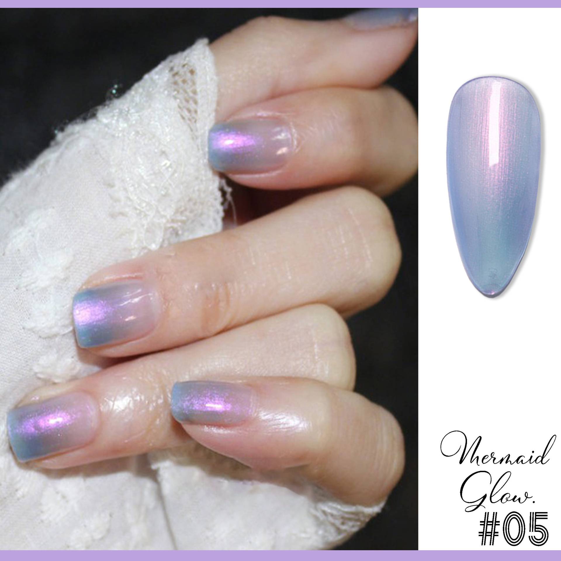 Schlichtes Irisierendes Violett-Blau Mit Lavendel-Lila Schimmer | Feenhaft Inspirierte Farbe Mermaid Glow Uv/Led Gel-Nagellack 8Ml -Shade #05 von NailQueenNYC