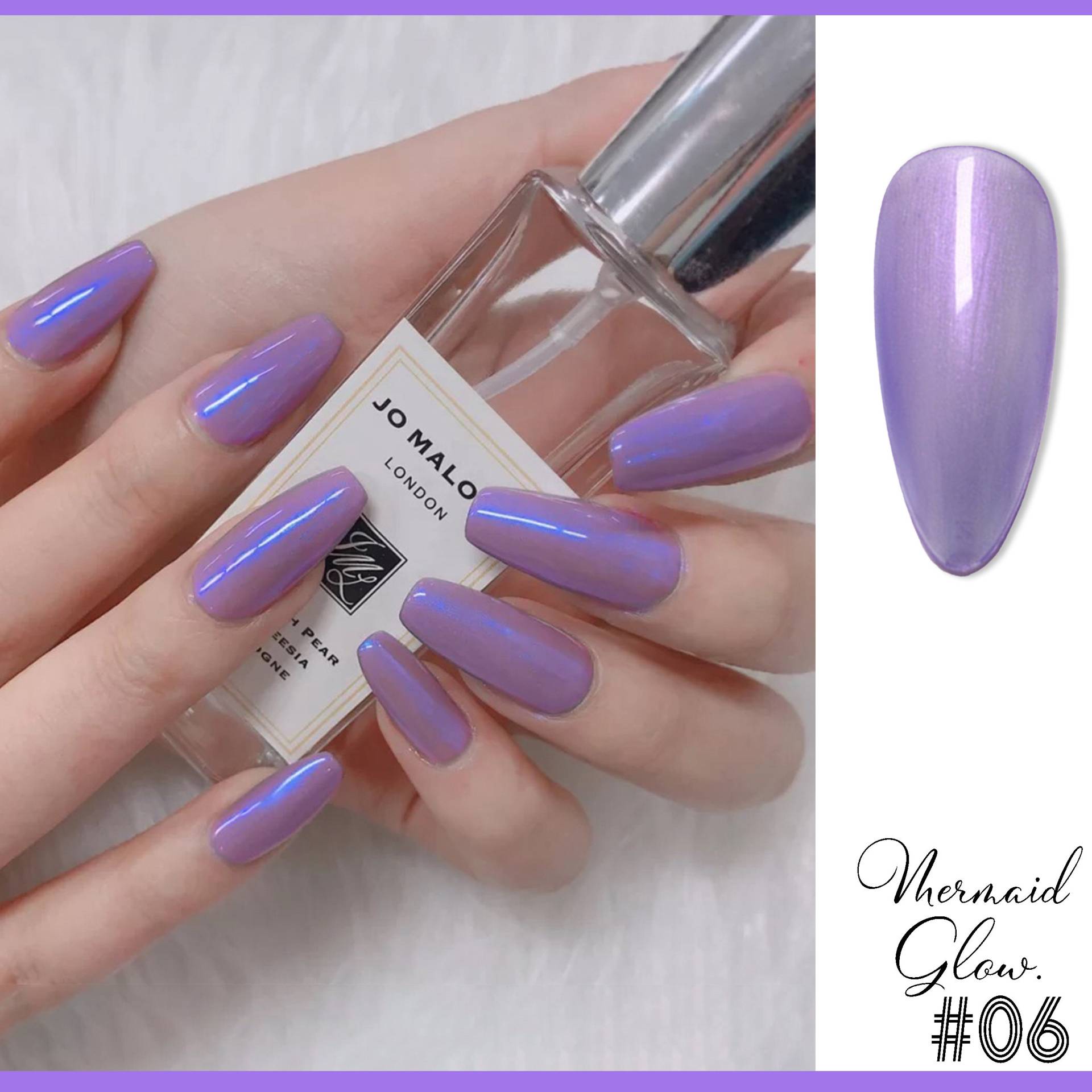 Schlichtes Helllila Mit Lavendel-Chrom-Schimmer | Opal Taro Lila Farbe Mermaid Glow Uv/Led Gel Nagellack 8Ml -Farbton #06 von NailQueenNYC