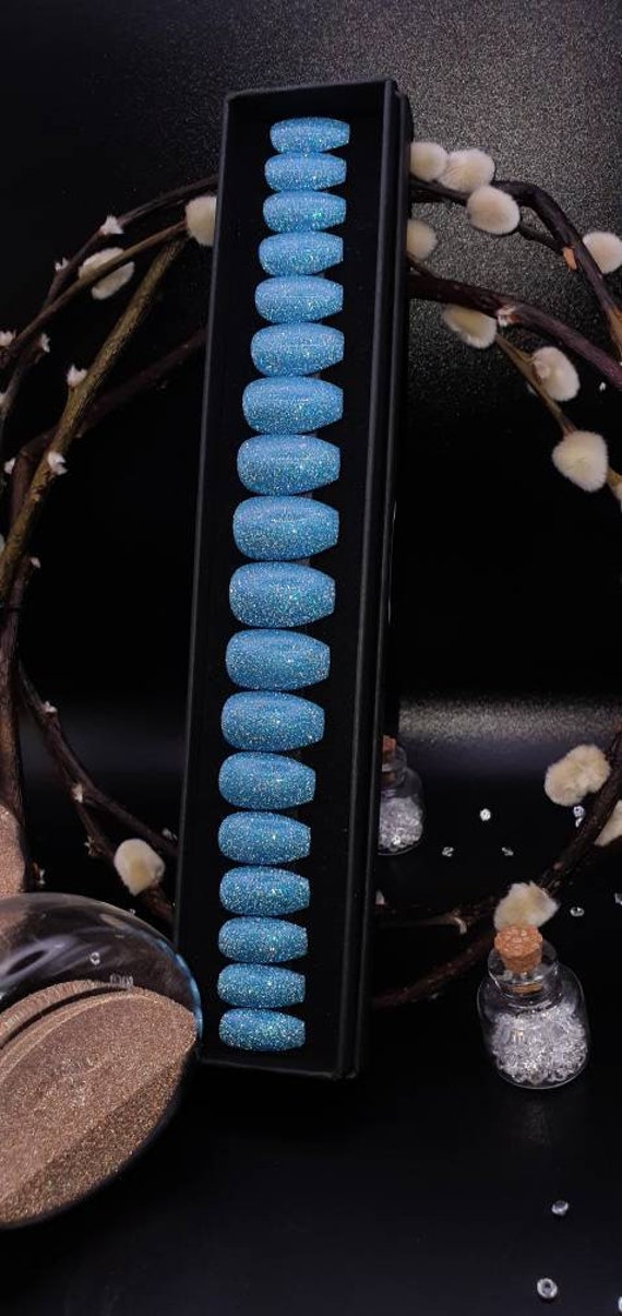 Press On Nails Gelnägel Künstliche Nägel Acrylnägel Handgefertigt Aurora Flashon Kurze Ballerina Blau Azurblau Press On Nails Gelnägel Künstliche Nägel Acrylnägel Handgefertigt Aurora Flashon Kurze Ballerina Blau Azurblau von NaildITbyValentina
