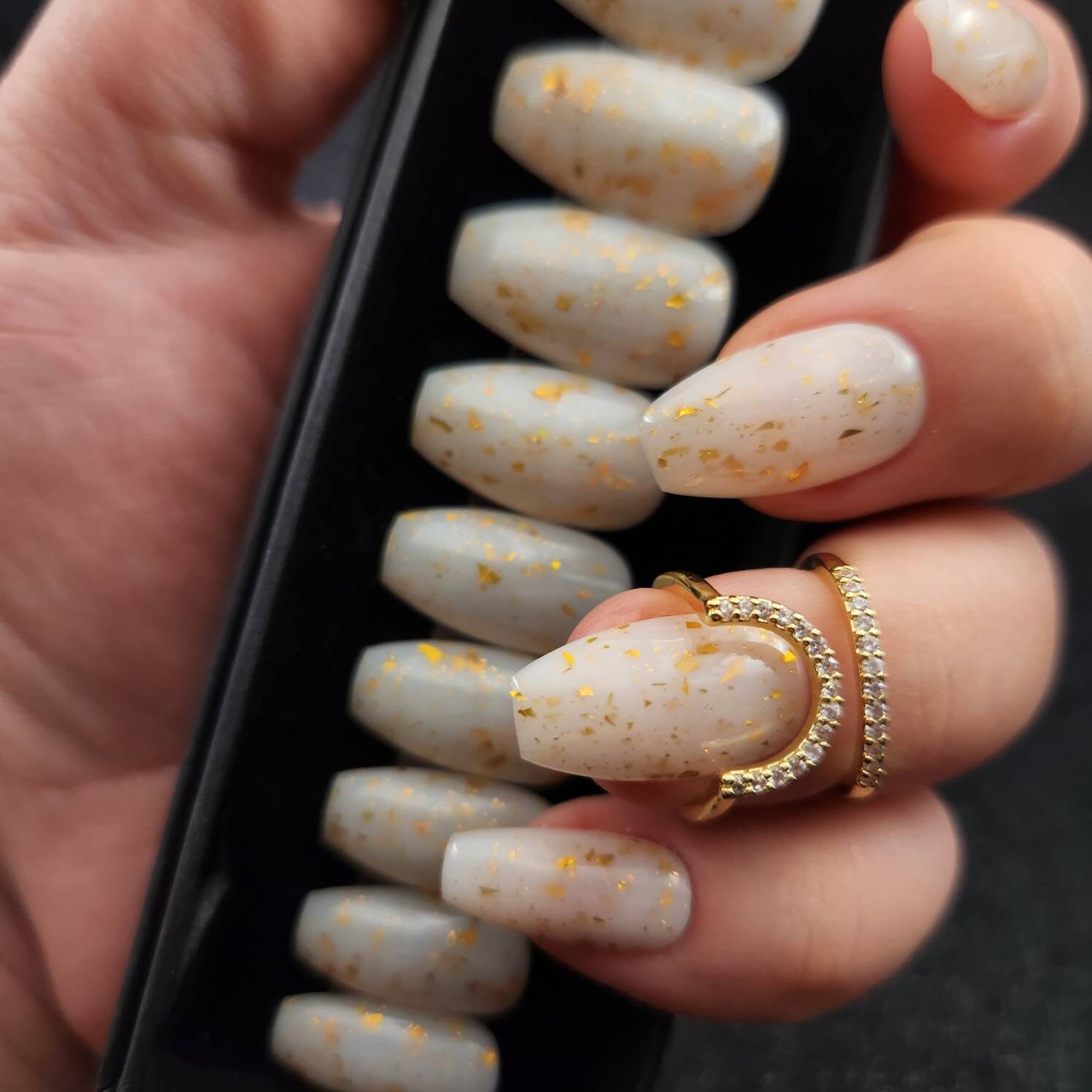 Press On Nails Gelnägel Künstliche Nägel Acrylnägel Handgefertigt Blattgold Milch Und Honig Ballerina Press On Nails Gelnägel Künstliche Nägel Acrylnägel Handgefertigt Blattgold Milch Und Honig Ballerina von NaildITbyValentina