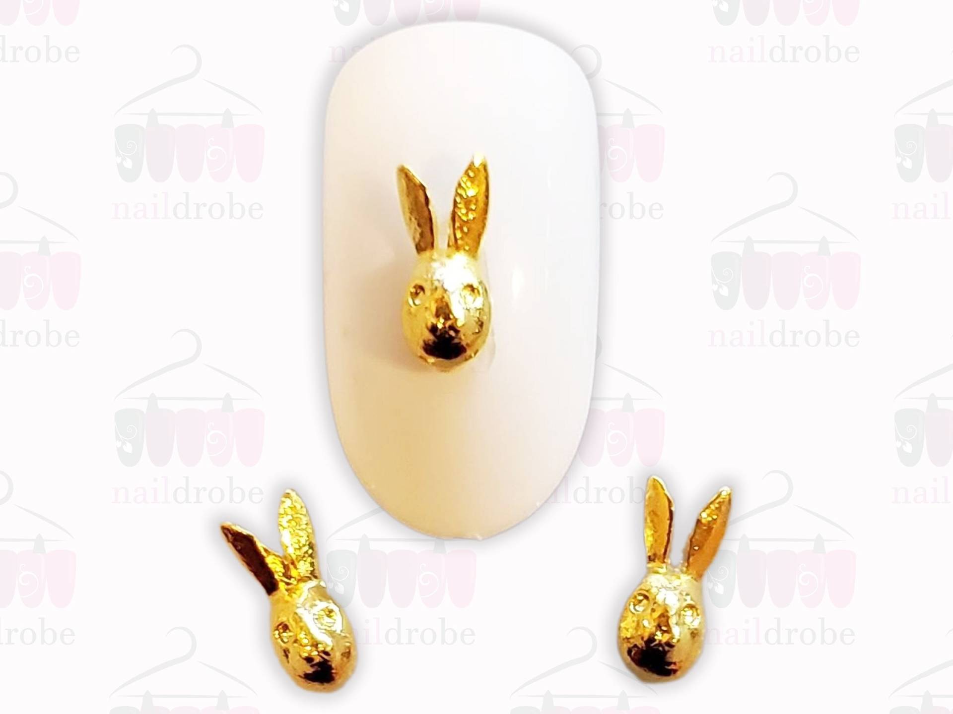 2 Stück Hasenkopf Nail Art Charm | Größe 9, 3mmx4mm von Naildrobe