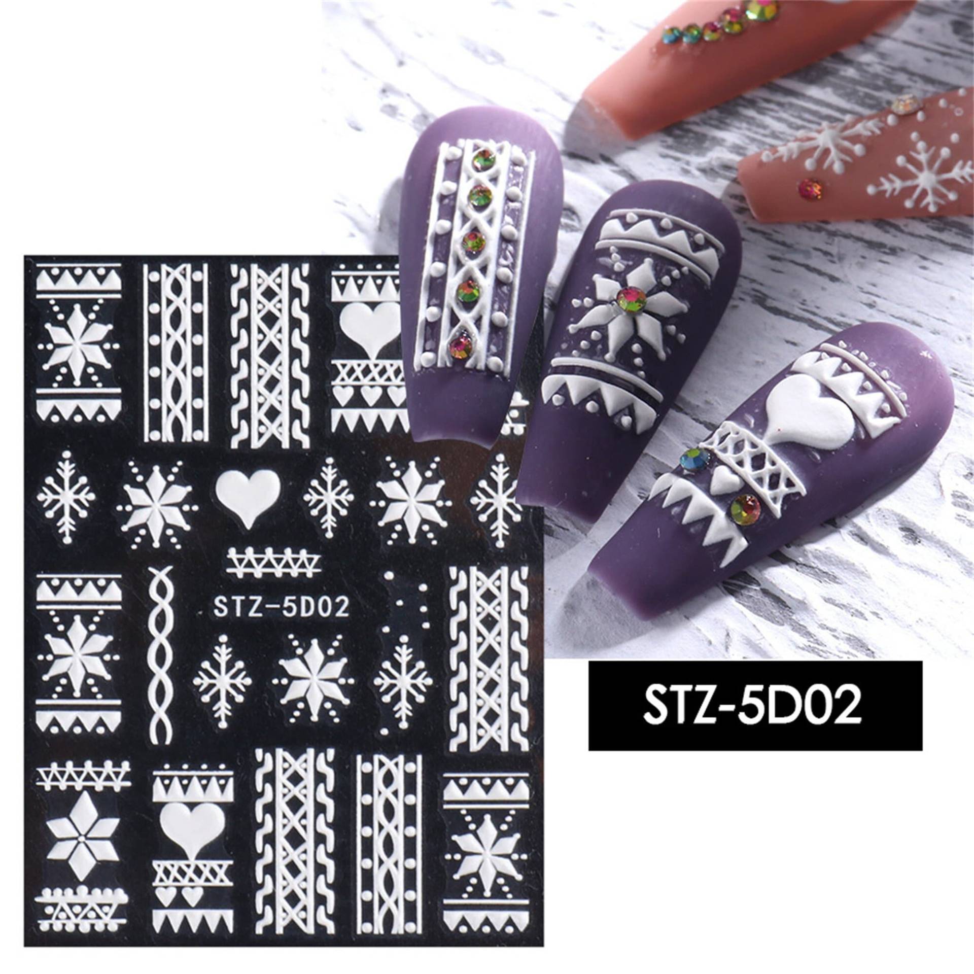 Nail Art Sticker Self Decals | 5D Embossed Peel Off Nails/Weihnachten Schneeflocke von NailsArtDesign