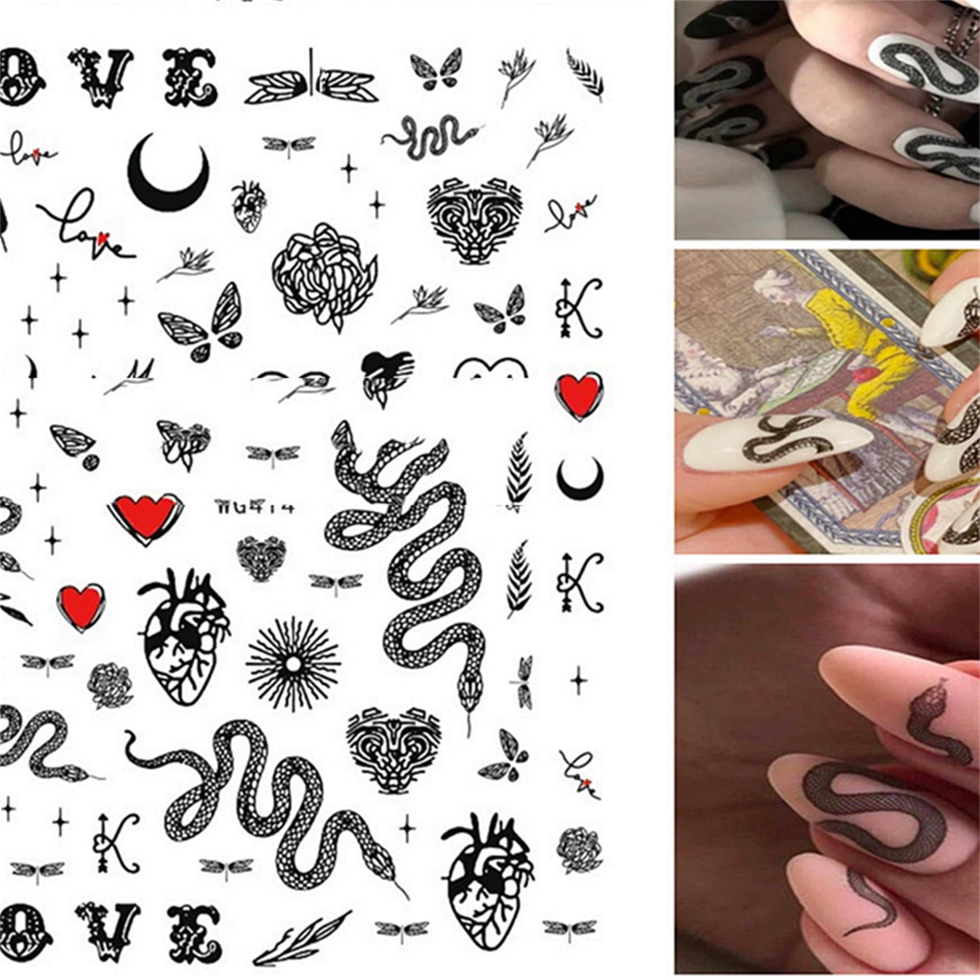 Schlange, Herz, Liebe Nagel Selbstklebende Decals/sticker Nailart von NailsArtDesign