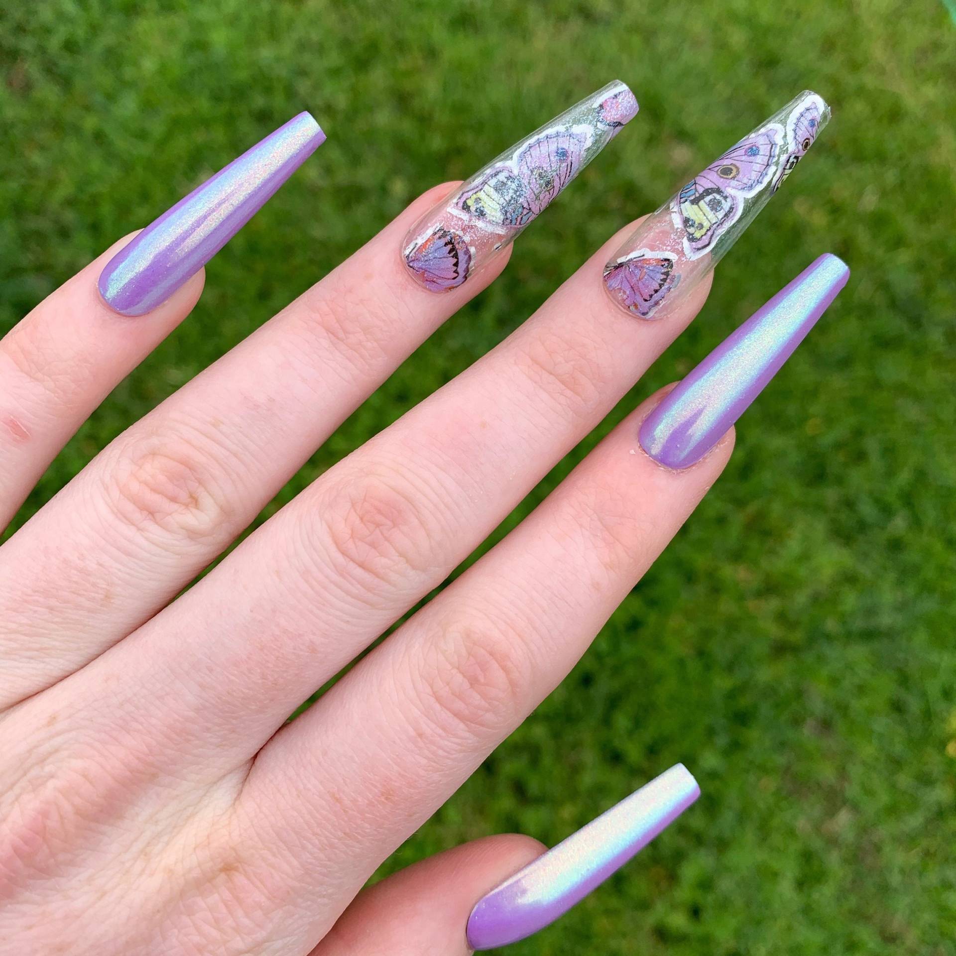 Mariposa Purpledrücken Sie Auf Nägelstick Nägelwiederverwendbare Nägelschmetterling Drücken Nägelchrom Nägellila Nägelfoliennägel von NailsbyDeAnza