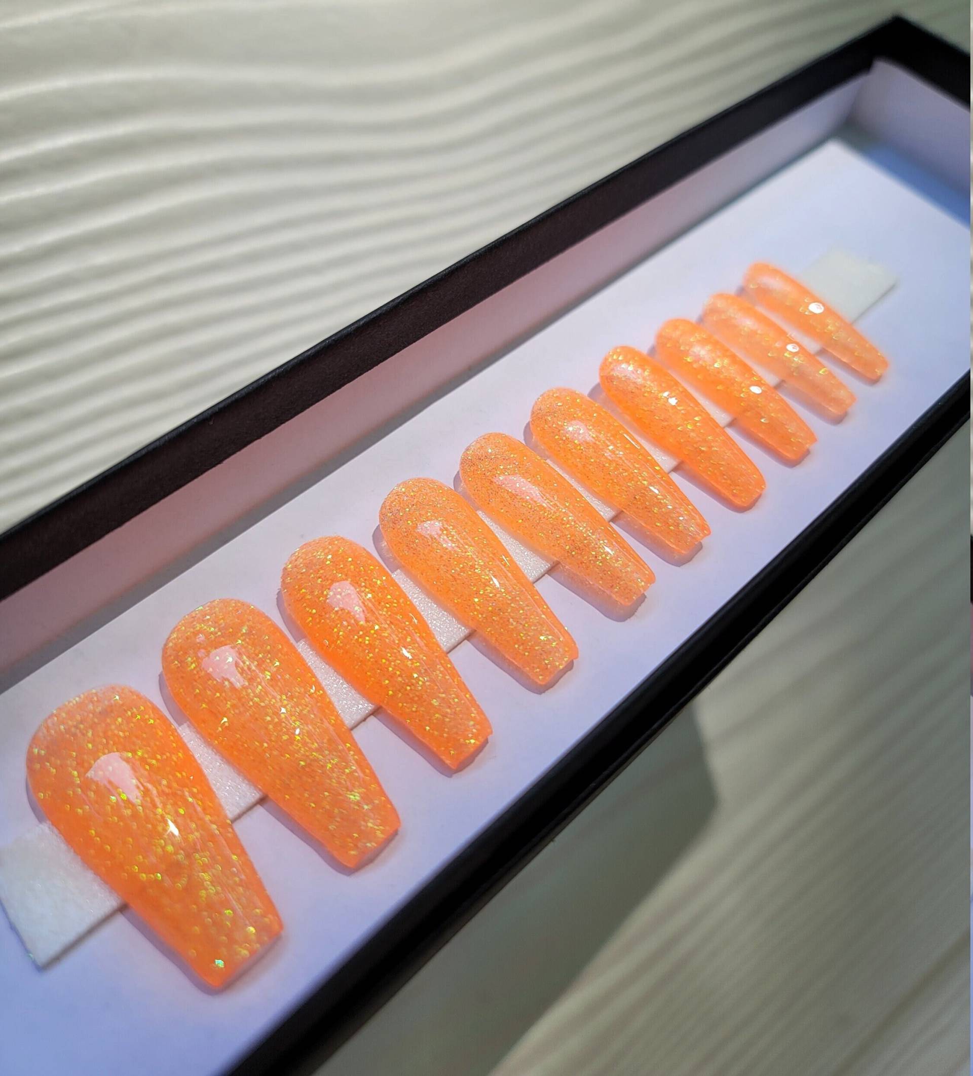 Neon Orange Glitzer Jellies Long/xxl/xxxl Press On Nails von NailsbyMooda