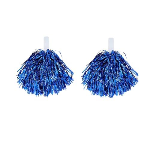 2 Stück Cheerleader Pompons,Naisfei Cheerleader Pompons , Sport Pompons Cheers Ball Pompoms, Metallfolie Puschel Tanzpuschel für Tanzparty Sport Wettbewerb Team Geist(Blau) von Naisfei