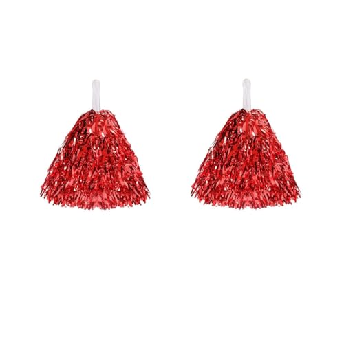 Naisfei 2 Stück Cheerleader Pompons, Rot, Metallfolie, für Sport, Tanz, Feiern von Naisfei