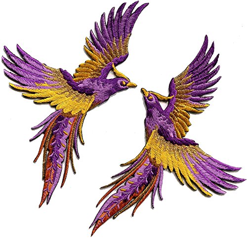 9,5 x 15,9 cm lila gelbgold Phoenix Vögel bestickte Applikationen zum Aufbügeln 9,5 x 15,9 cm lila gelbgold Phoenix Vögel bestickte Applikationen zum Aufbügeln von Naisian
