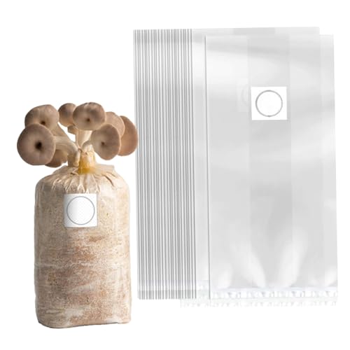 Naisicatar Spawn-Taschen, Pilzanbau Bag 50pcs 6 mil atmungsaktive transparente Pilz Spawn 20x8x5in tränenresistente dichtbare Spawn-Taschen große Kapazität Pilzsubstrat Naisicatar Spawn-Taschen, Pilzanbau Bag 50pcs 6 mil atmungsaktive transparente Pilz Spawn 20x8x5in tränenresistente dichtbare Spawn-Taschen große Kapazität Pilzsubstrat von Naisicatar